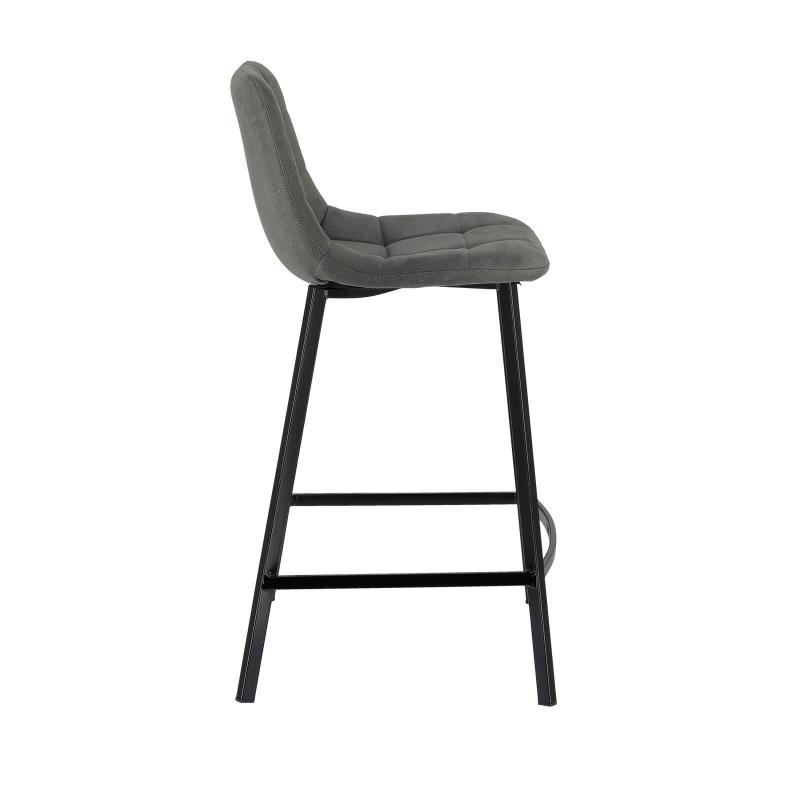 Tabouret matelassé gris hauteur snack - Carvi