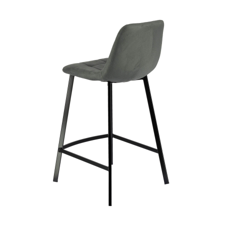 Tabouret snack rembourré et matelassé en tissu gris - Carvi