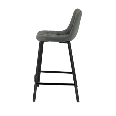 Tabouret snack moderne rembourré et matelassé en tissu gris - Carvi