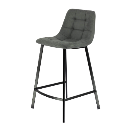 Tabouret snack tendance rembourré et matelassé en tissu gris - Carvi
