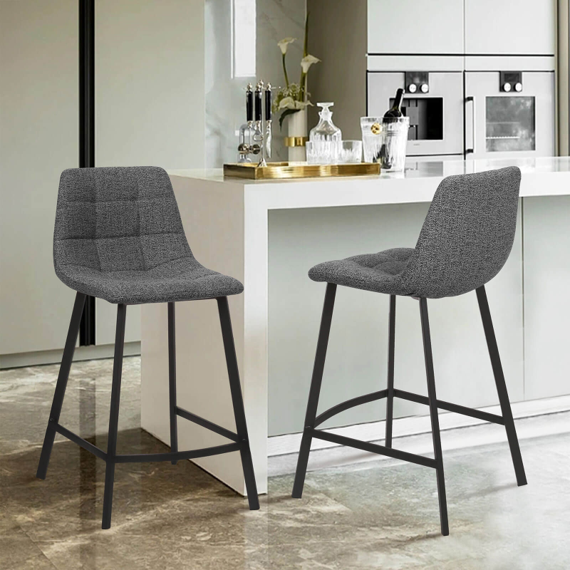 Carvi - Tabouret matelassé hauteur snack en tissu