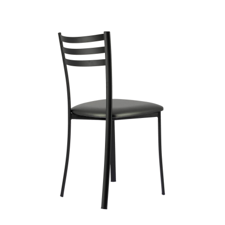 Chaise de cuisine noire en métal avec assise en simili - Ace 1320