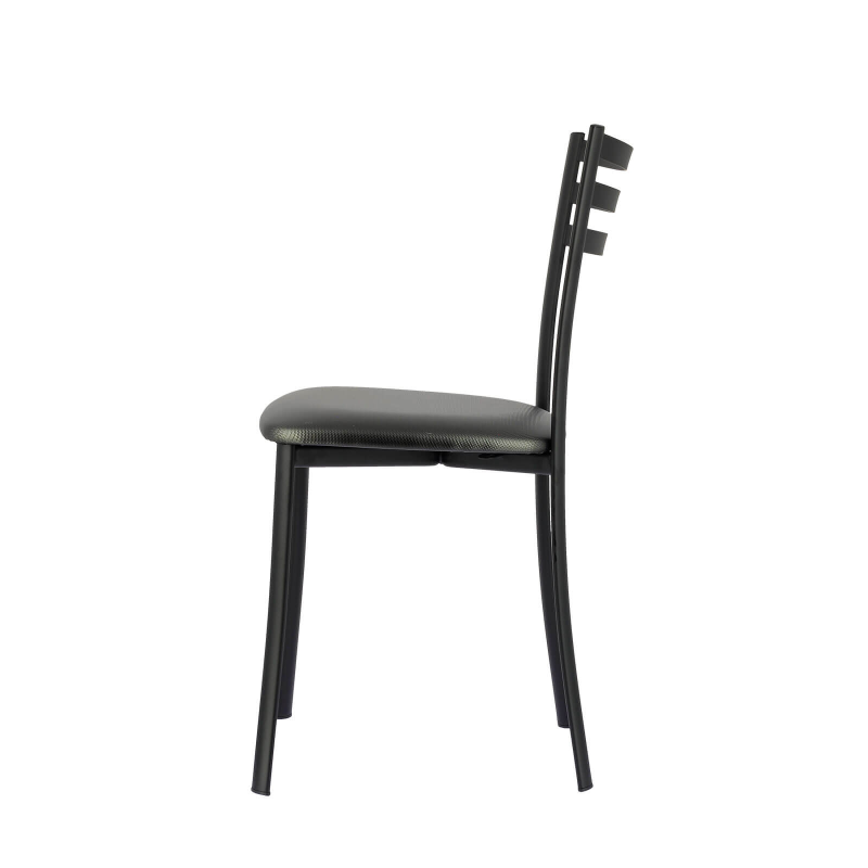 Chaise noire pour repas en métal et coussin en simili - Ace 1320