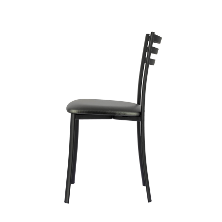 Chaise noire pour repas en métal et coussin en simili - Ace 1320