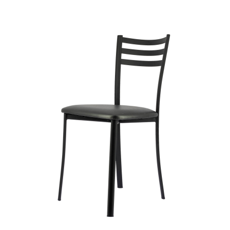 Chaise en métal noir et assise en simili cuir pour cuisine - Ace 1320