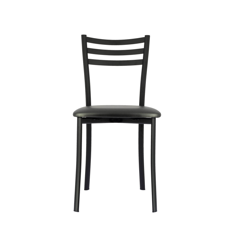 Chaise confortable noire en métal et siège rembourré en simili - Ace 1320