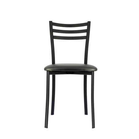 Chaise confortable noire en métal et siège rembourré en simili - Ace 1320