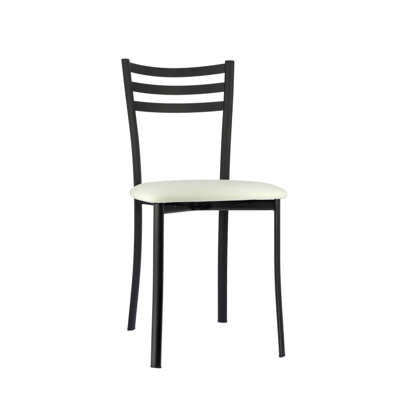 Chaise de cuisine en métal noir assise blanche- Ace 1320