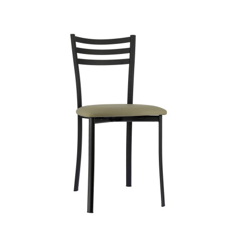 Chaise de cuisine en métal noir assise grège - Ace 1320