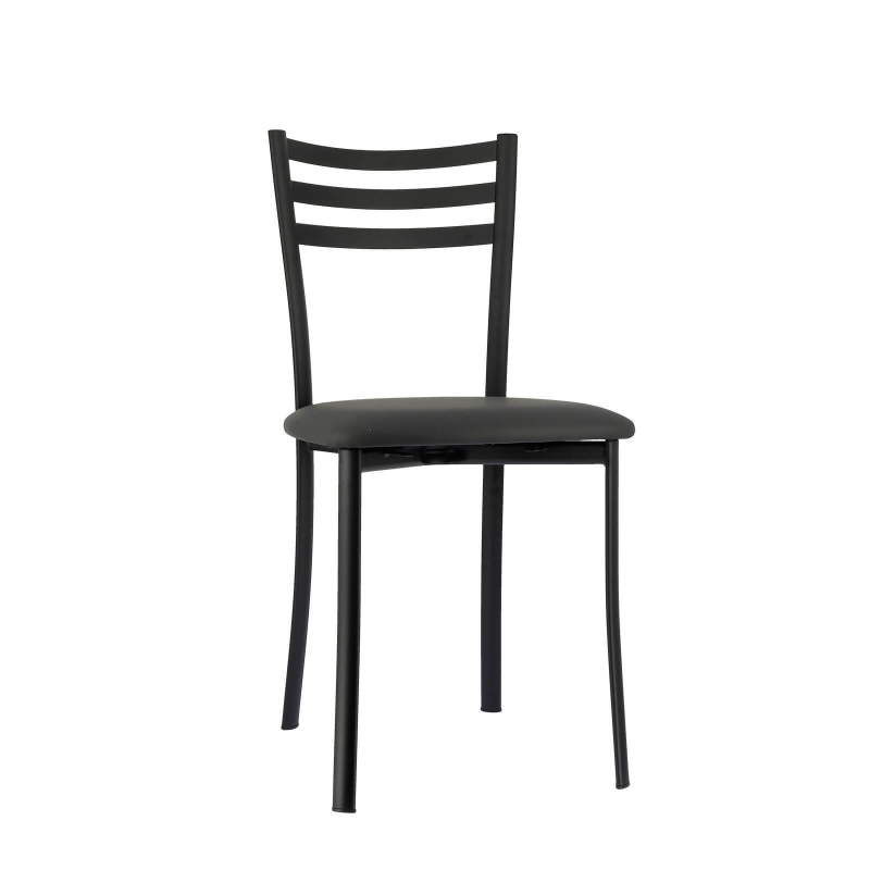 Chaise de cuisine en métal noir assise noire - Ace 1320