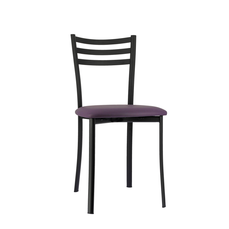 Chaise de cuisine en métal noir assise aubergine - Ace 1320