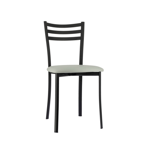 Chaise de cuisine en métal noir assise gris clair - Ace 1320