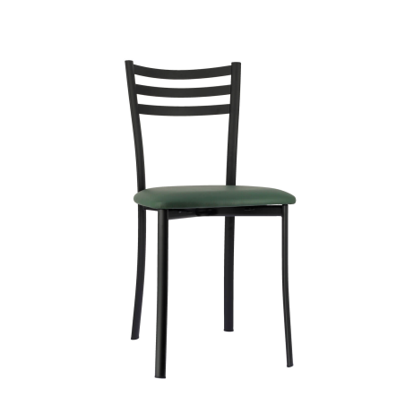 Chaise de cuisine en métal noir assise vert bouteille - Ace 1320