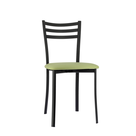 Chaise de cuisine en métal noir assise vert clair - Ace 1320