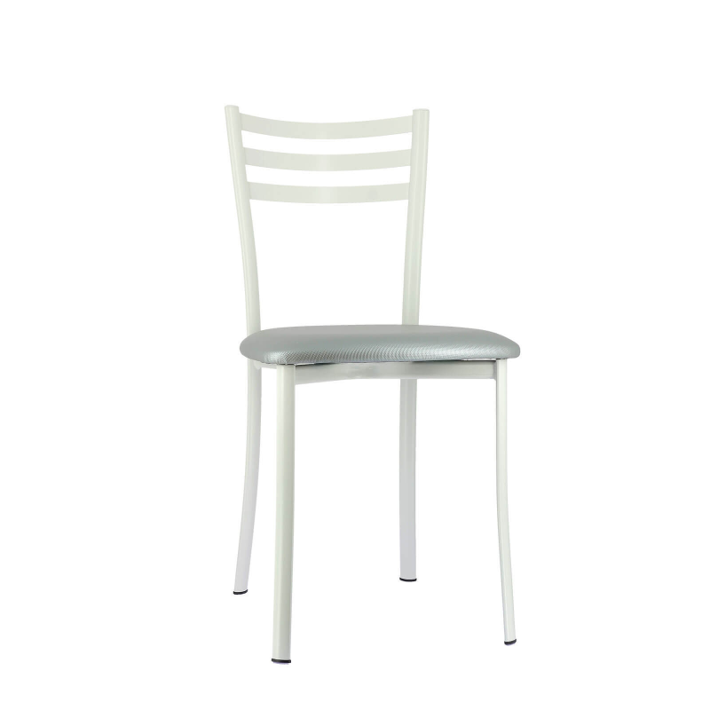 Chaise de cuisine blanche en métal et simili - Ace 1320