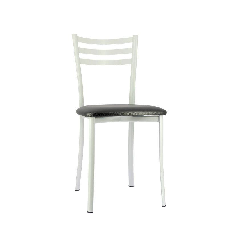 Chaise de repas blanche en métal et simili noir - Ace 1320