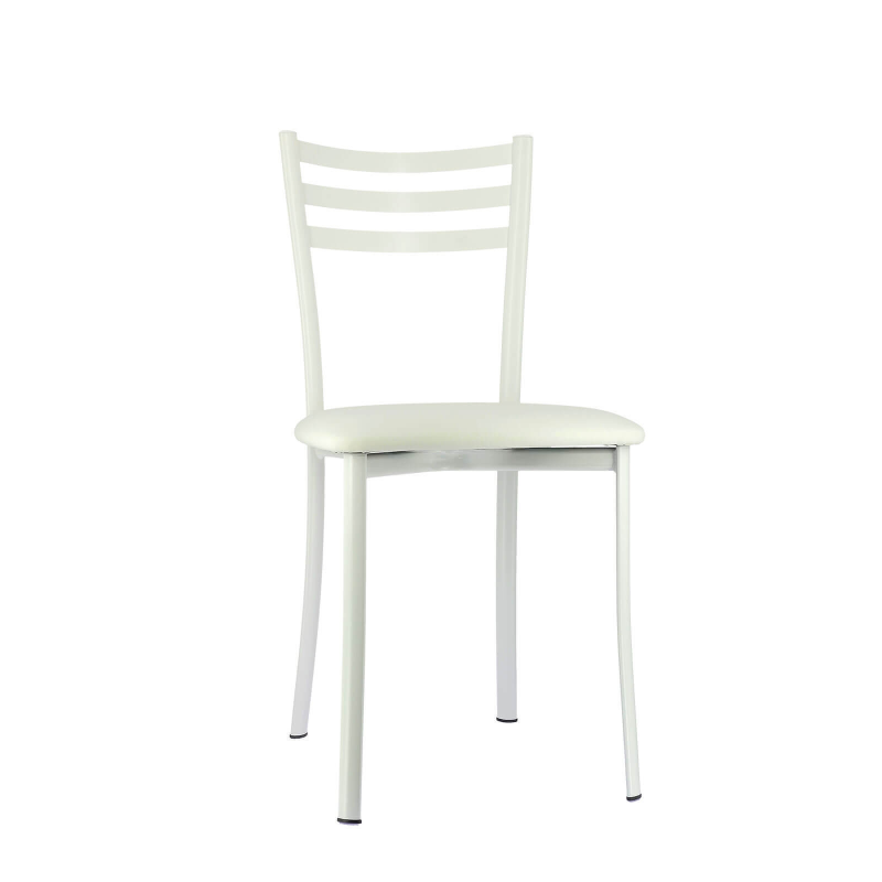 Chaise de cuisine blanche en métal et simili blanc - Ace 1320