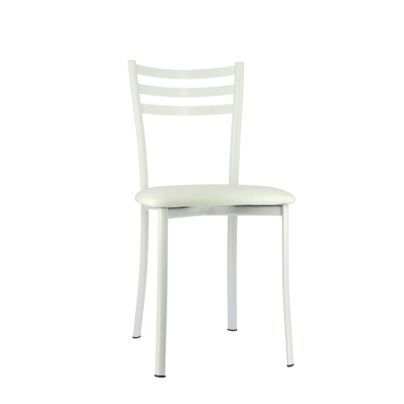 Chaise de cuisine blanche en métal et simili blanc - Ace 1320