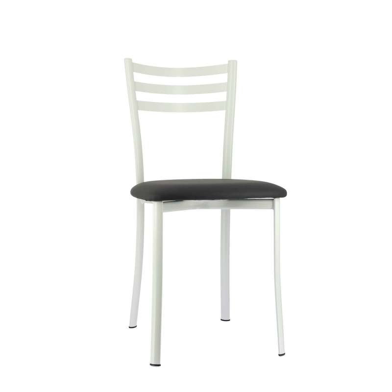Chaise de cuisine blanche en métal et assise gris antrhacite - Ace 1320