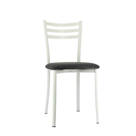 Chaise de cuisine blanche en métal et assise gris antrhacite - Ace 1320