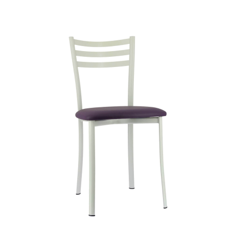 Chaise de cuisine blanche en métal et assise violette - Ace 1320