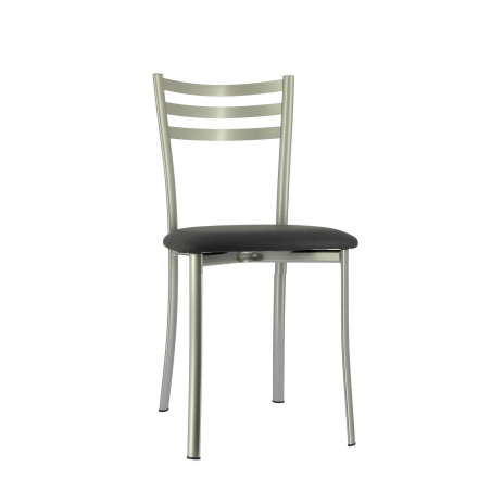 Chaise de cuisine en métal satiné et assise gris anthracite - Ace 1320
