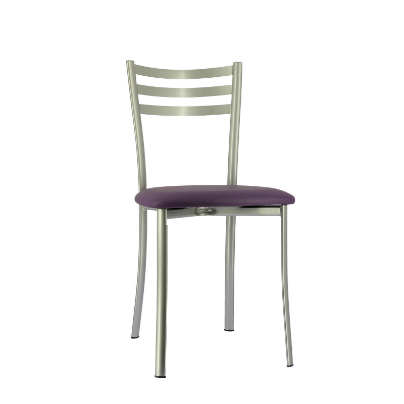 Chaise de cuisine en métal satiné et assise violette - Ace 1320