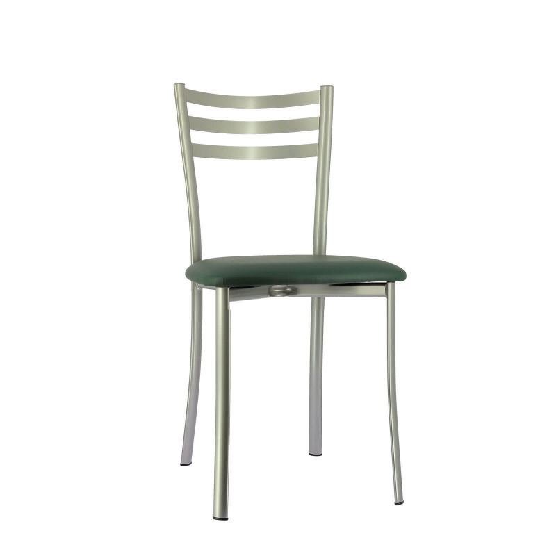 Chaise de cuisine en métal satiné et assise verte - Ace 1320