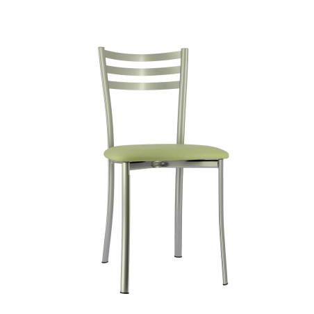 Chaise de cuisine en métal satiné et assise vert clair - Ace 1320