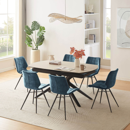 Table moderne extensible en céramique pieds métal - Angèle