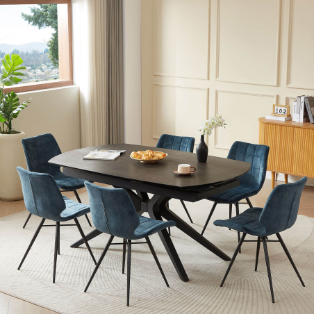 Table tendance avec allonges en céramique pieds métal - Angèle