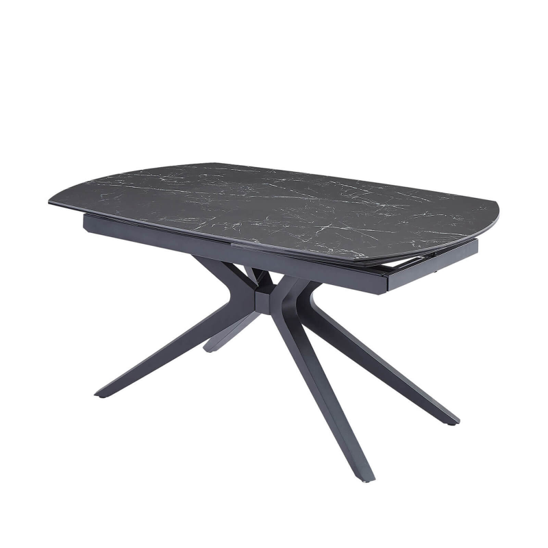 Table design avec allonges en céramique pieds métal - Angèle