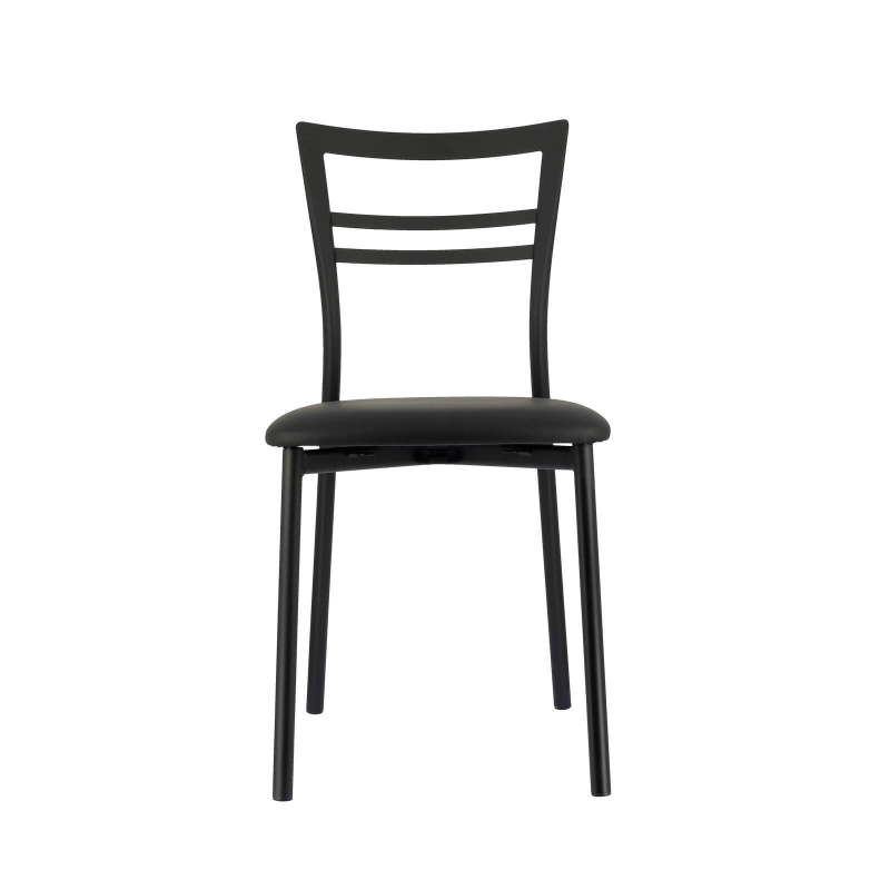 Chaise de cuisine rembourrée noire avec revêtement noir  - Go 1419
