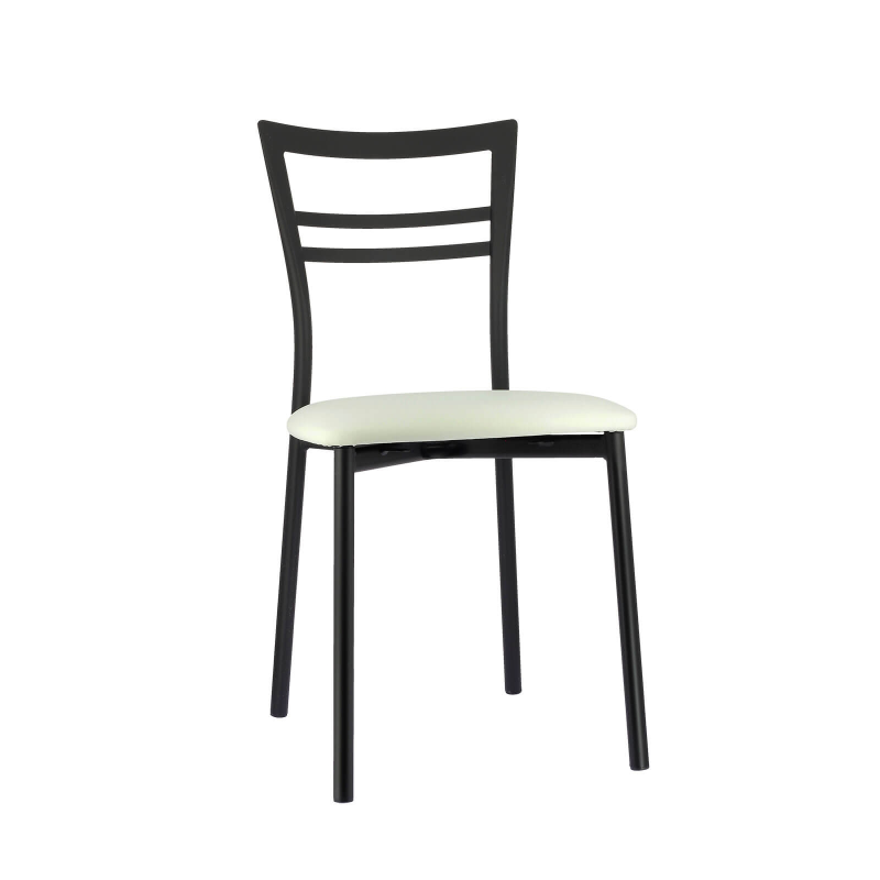 Chaise de cuisine rembourrée noire avec assise blanche - Go 1419