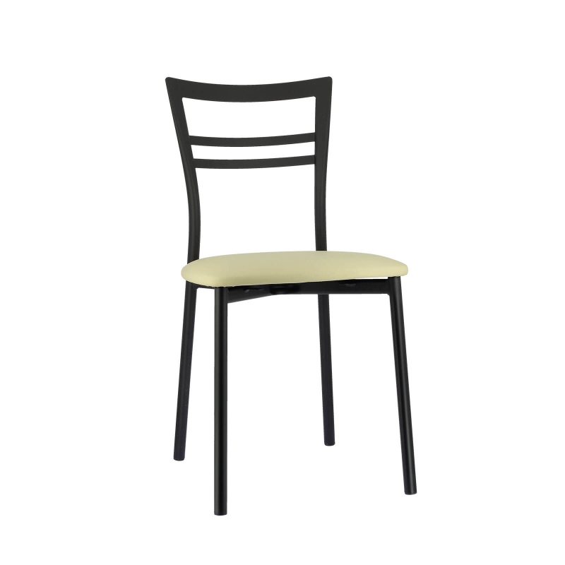Chaise de cuisine rembourrée noire avec assise noisette - Go 1419