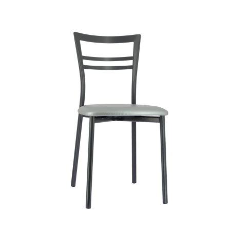 Chaise de cuisine rembourrée gris foncé avec assise gris brillant - Go 1419