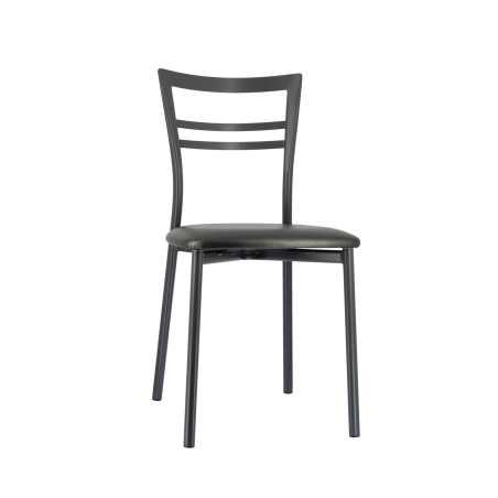 Chaise de cuisine rembourrée gris foncé avec assise noir brillant - Go 1419