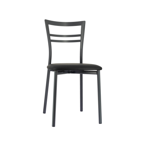 Chaise de cuisine rembourrée gris foncé avec assise noire - Go 1419
