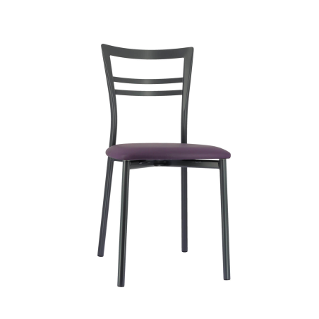 Chaise de cuisine rembourrée gris foncé avec assise violette - Go 1419