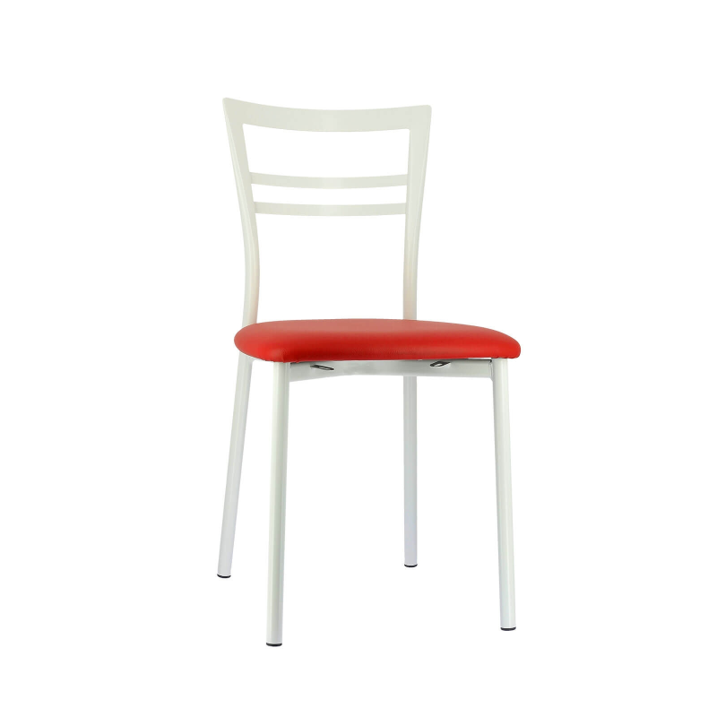 Chaise de cuisine rembourrée gris foncé avec assise rouge - Go 1419