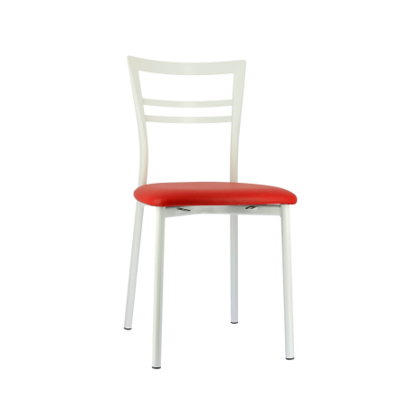 Chaise de cuisine rembourrée gris foncé avec assise rouge - Go 1419