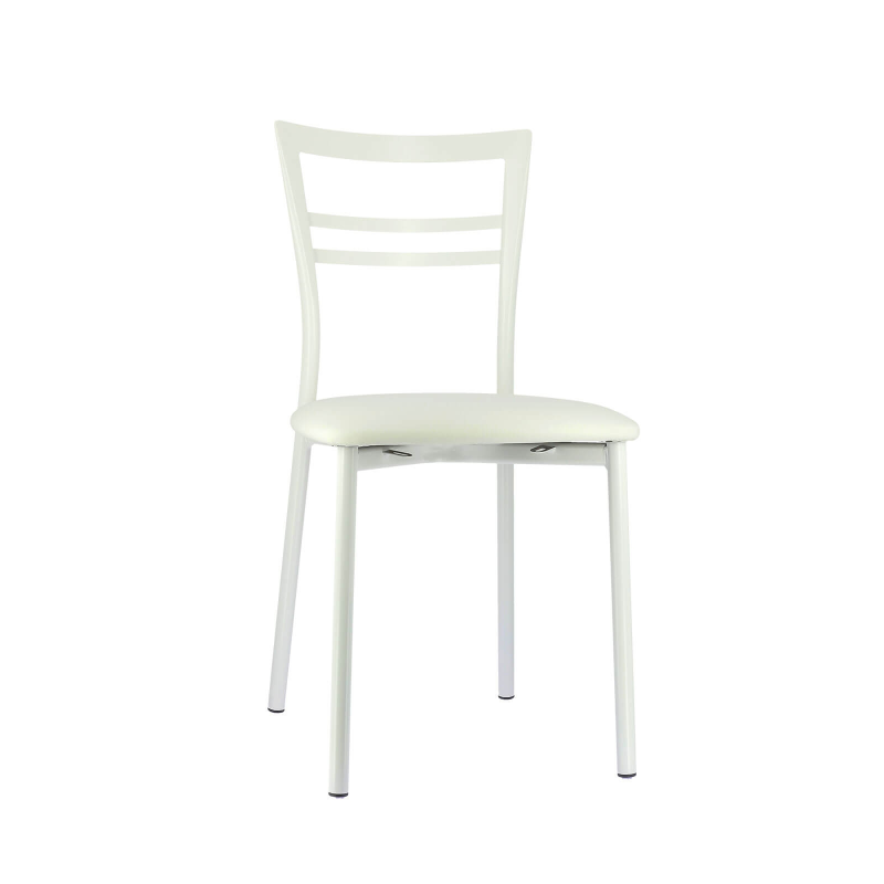 Chaise de cuisine rembourrée blanche avec assise blanche - Go 1419