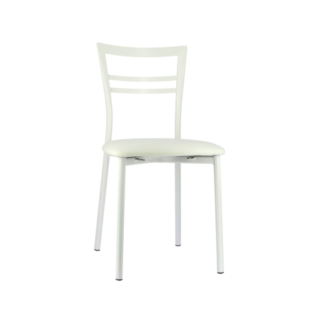 Chaise de cuisine rembourrée blanche avec assise blanche - Go 1419