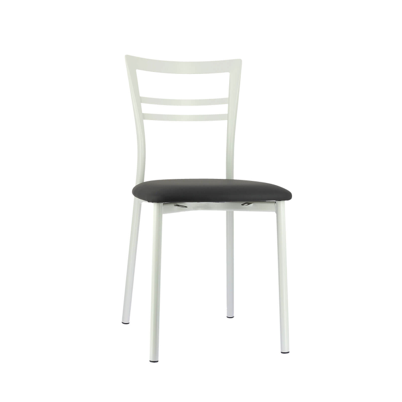 Chaise de cuisine rembourrée blanche avec assise gris anthracite - Go 1419