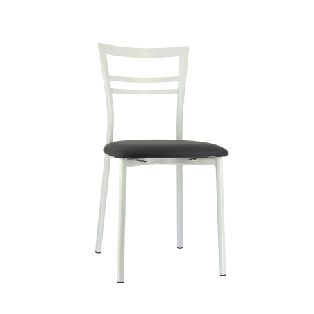 Chaise de cuisine rembourrée blanche avec assise gris anthracite - Go 1419