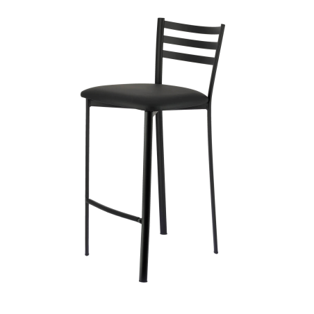 Tabouret en métal noir et revêtement simili noir - Ace 1329