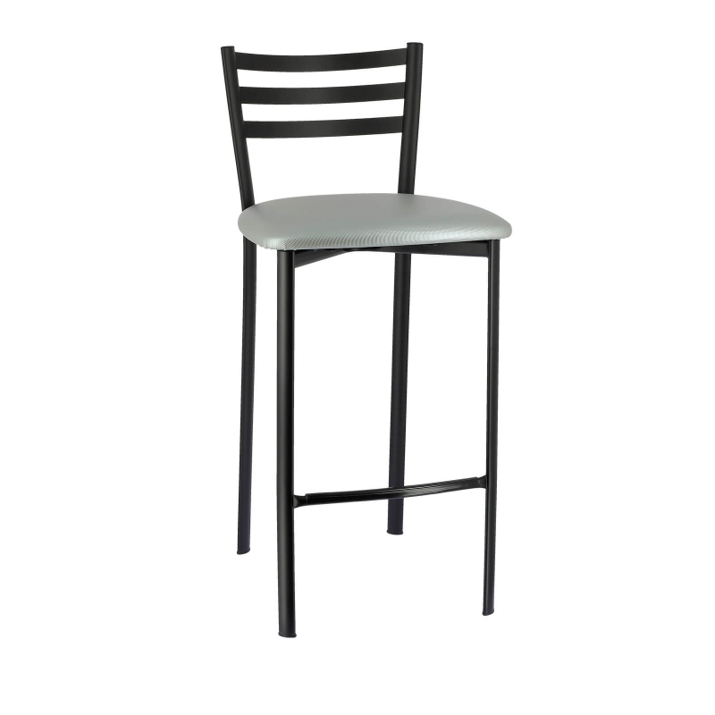 Tabouret en métal noir et revêtement gris brillant - Ace 1329