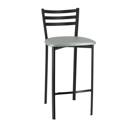 Tabouret en métal noir et revêtement gris brillant - Ace 1329