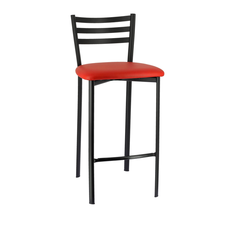 Tabouret en métal noir et revêtement rouge - Ace 1329