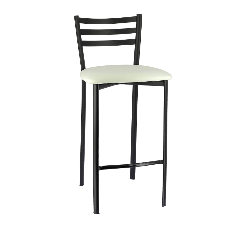 Tabouret en métal noir et revêtement blanc - Ace 1329